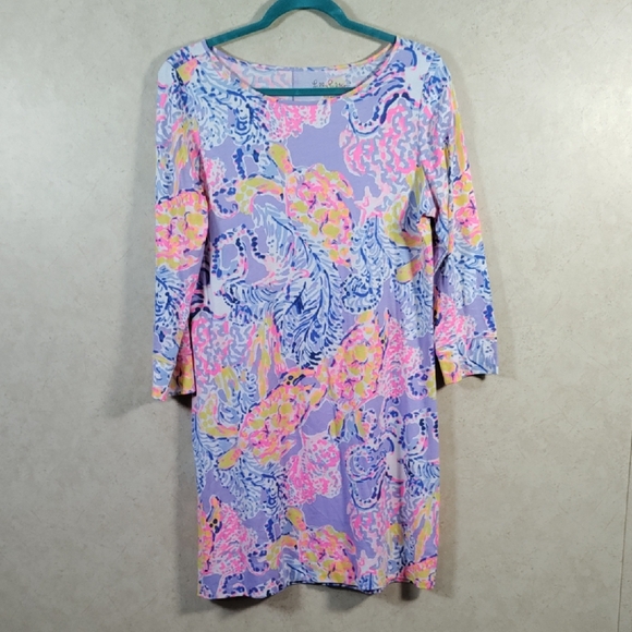 10583 Lilly Pulitzer lavender & neon Turtle Lilac Verbena Marlow dress M NEW - Picture 1 of 9